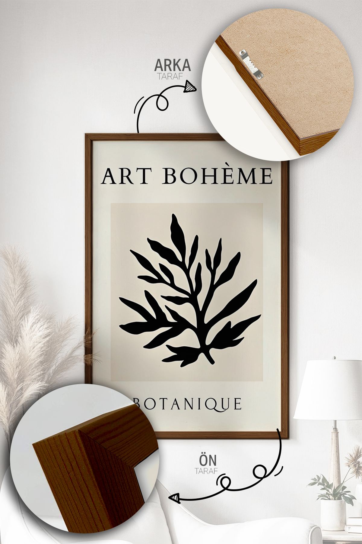 Quadro Decorativo Emoldurado Multicolor em Madeira Maciça - 3 Peças 33x48cm