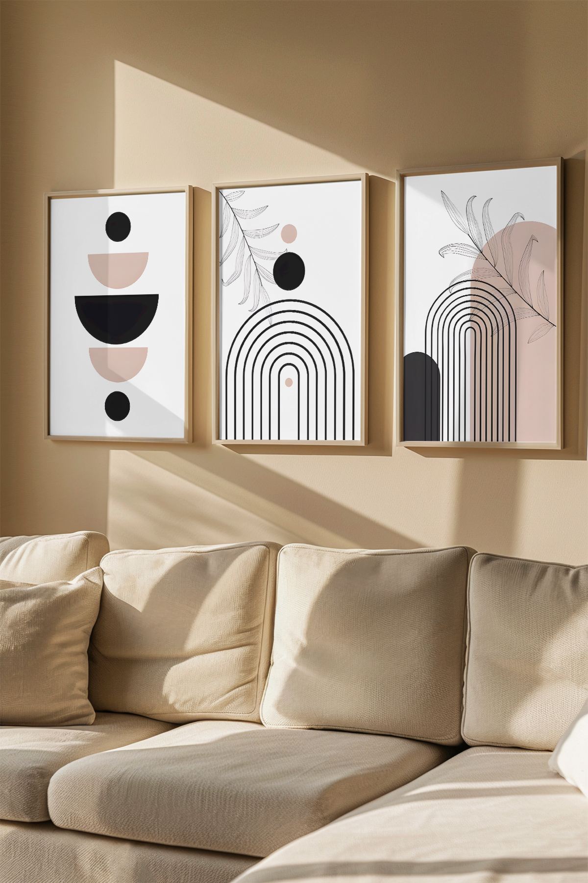 Quadro Decorativo Emoldurado Multicolor em Madeira Maciça - 3 Peças 33x48cm