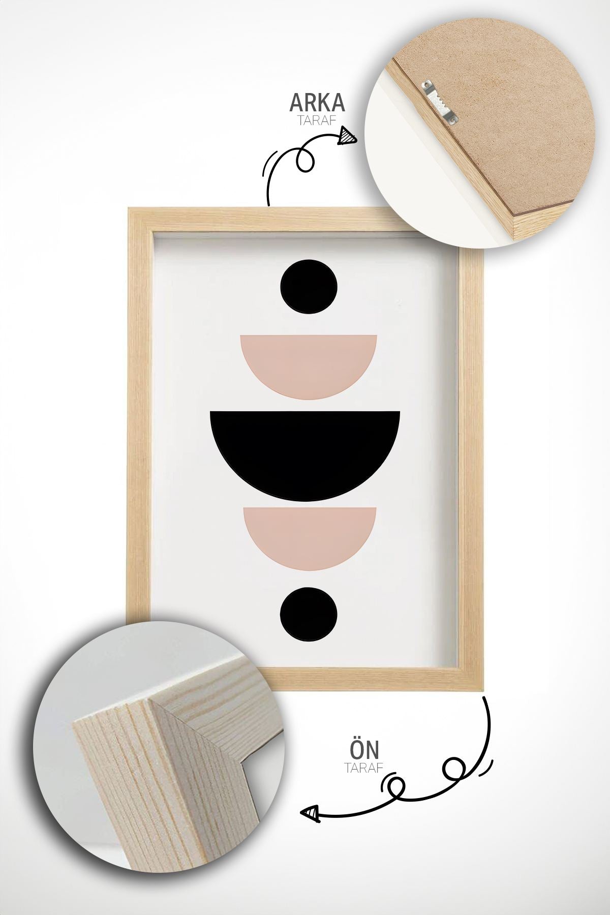 Quadro Decorativo Emoldurado Multicolor em Madeira Maciça - 3 Peças 33x48cm