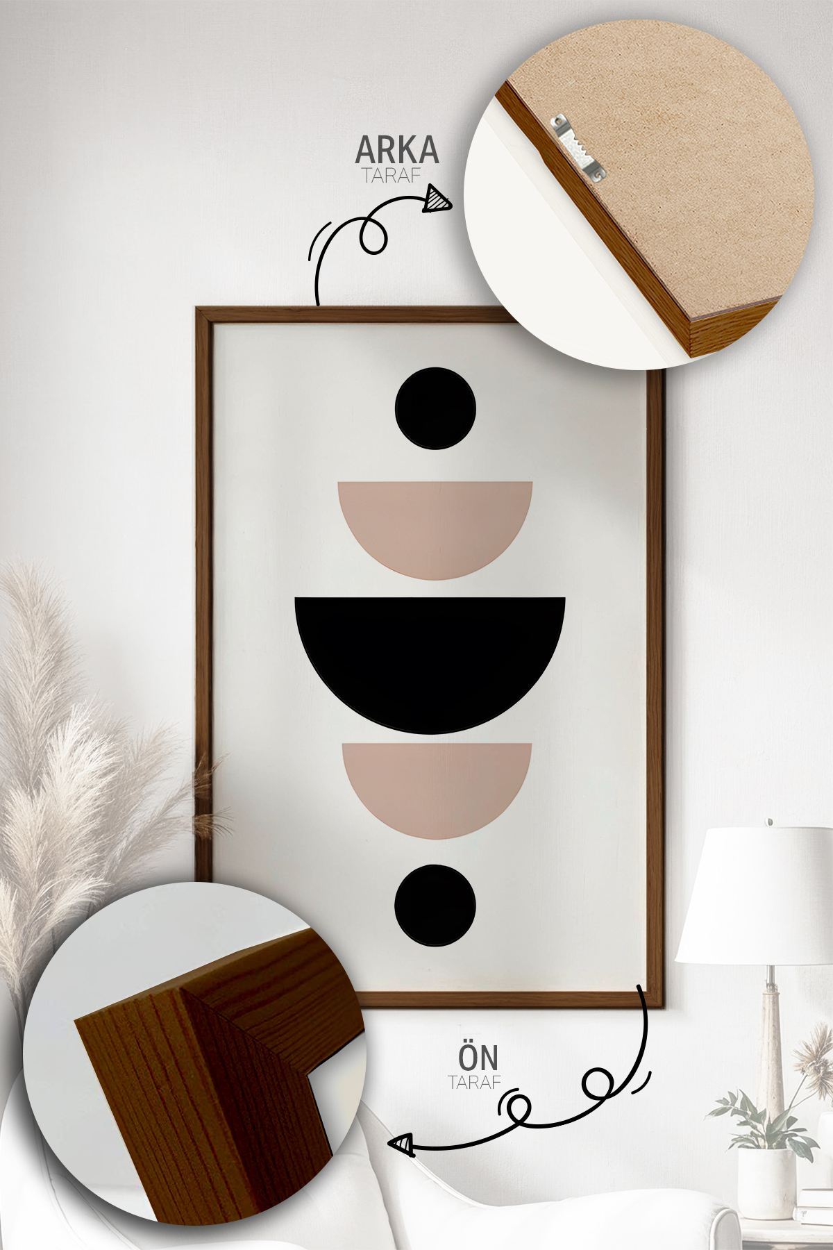 Quadro Decorativo Emoldurado Multicolor em Madeira Maciça - 3 Peças 33x48cm