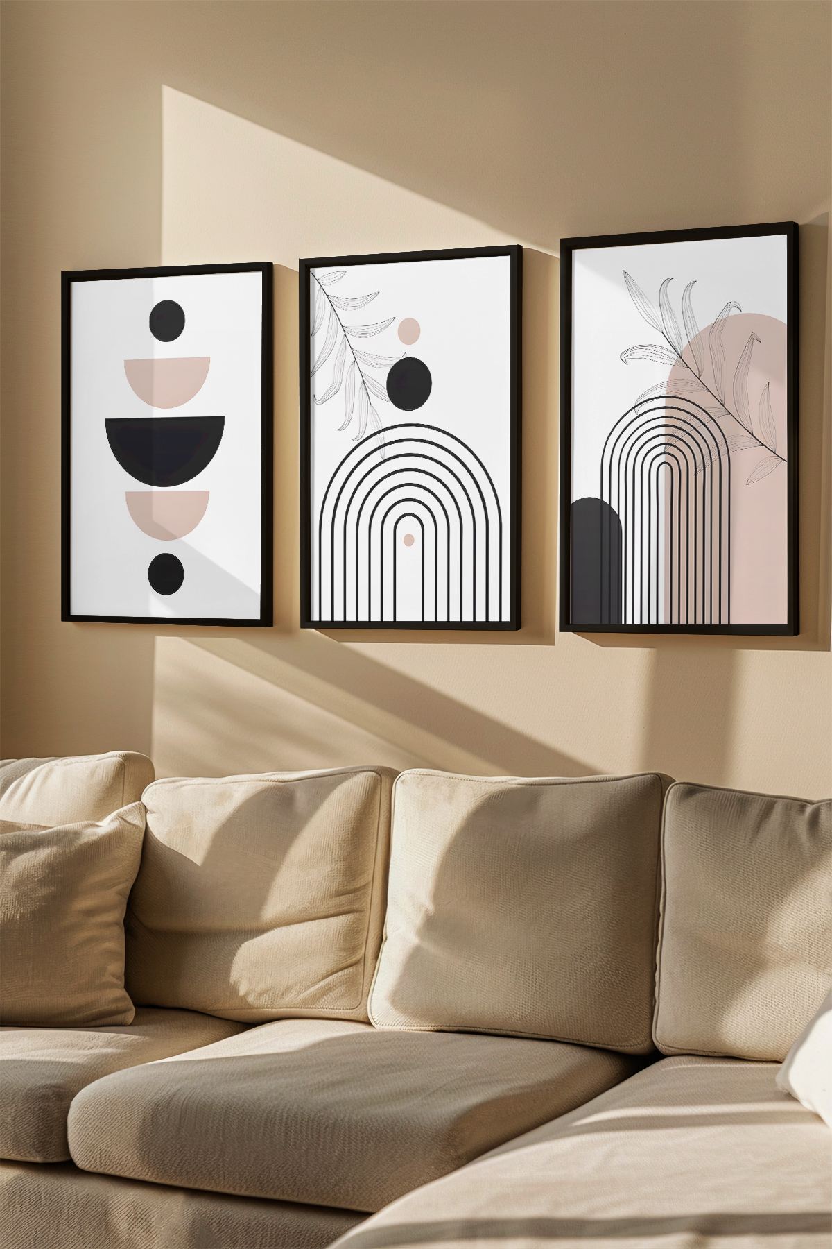 Quadro Decorativo Emoldurado Multicolor - 3 Peças em Madeira Maciça 33x48cm