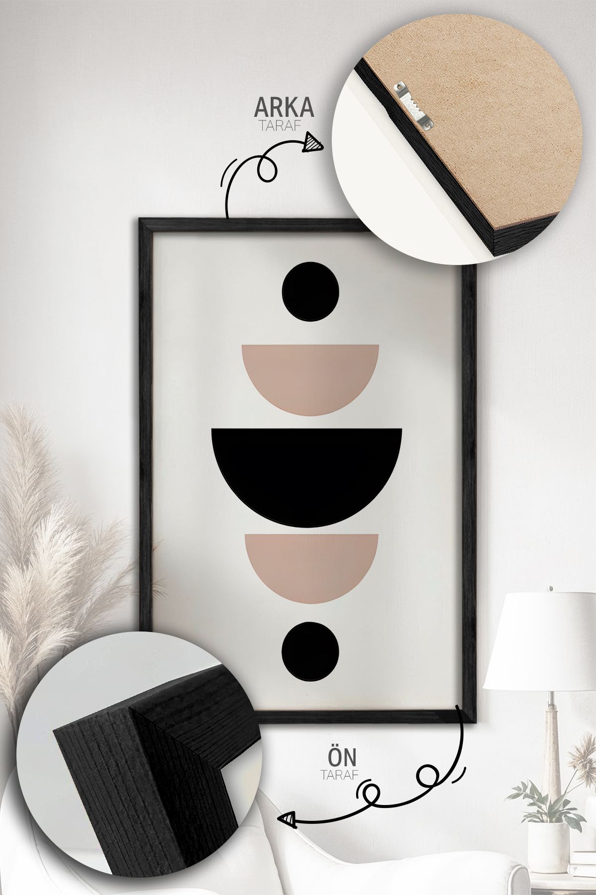 Quadro Decorativo Emoldurado Multicolor - 3 Peças em Madeira Maciça 33x48cm