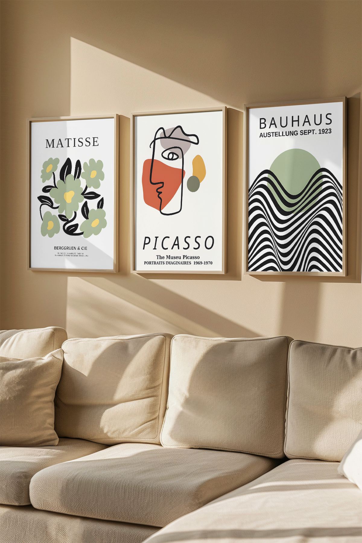 Quadro Decorativo Emoldurado Multicolor em Madeira Maciça - 3 Peças 33x48cm