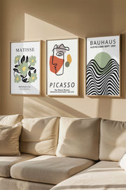 Quadro Decorativo Emoldurado Multicolor em Madeira Maciça - 3 Peças 33x48cm