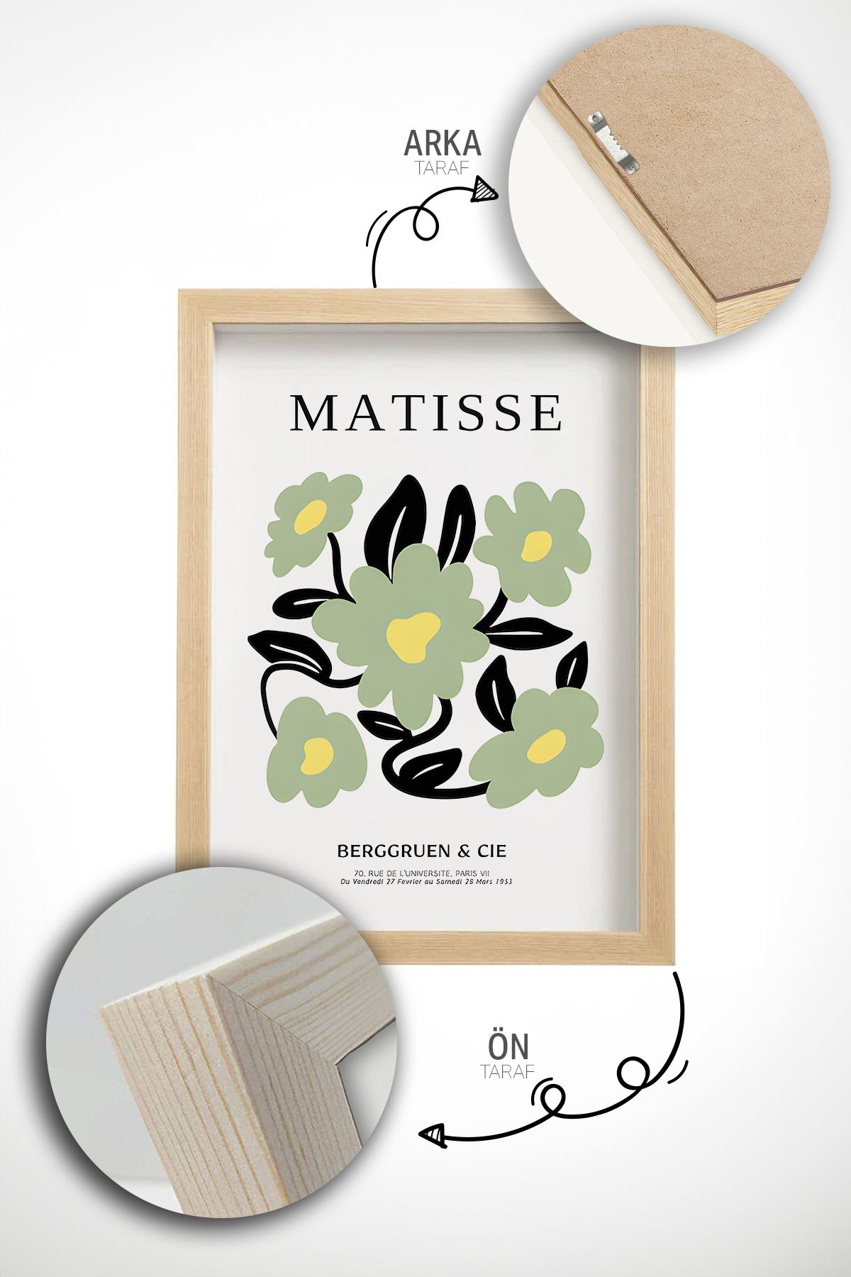 Quadro Decorativo Emoldurado Multicolor em Madeira Maciça - 3 Peças 33x48cm