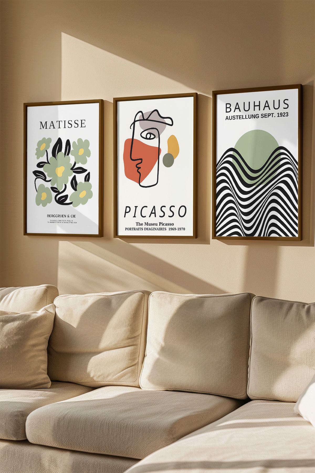 Quadro Decorativo Emoldurado Multicolor em Madeira Maciça - 3 Peças 33x48cm