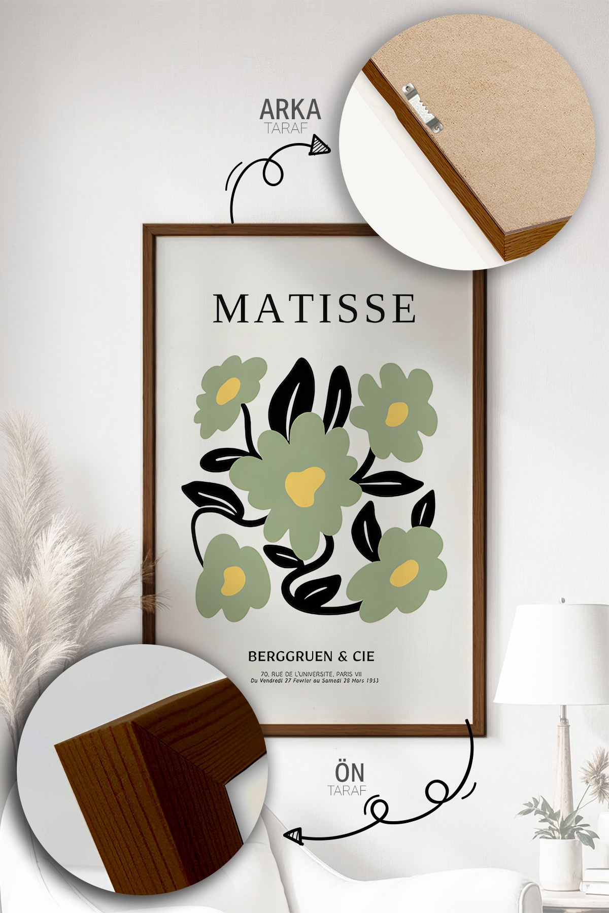 Quadro Decorativo Emoldurado Multicolor em Madeira Maciça - 3 Peças 33x48cm