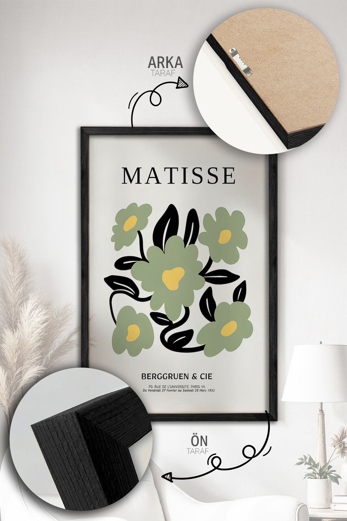 Quadro Decorativo Emoldurado Multicolor - 3 Peças em Madeira Maciça 33x48cm