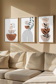 Quadro Decorativo Emoldurado Multicolor em Madeira Maciça - 3 Peças 33x48cm