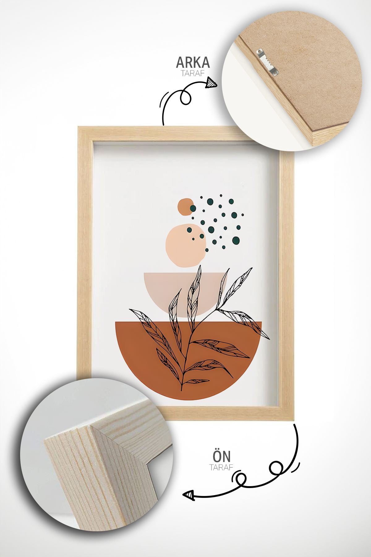 Quadro Decorativo Emoldurado Multicolor em Madeira Maciça - 3 Peças 33x48cm