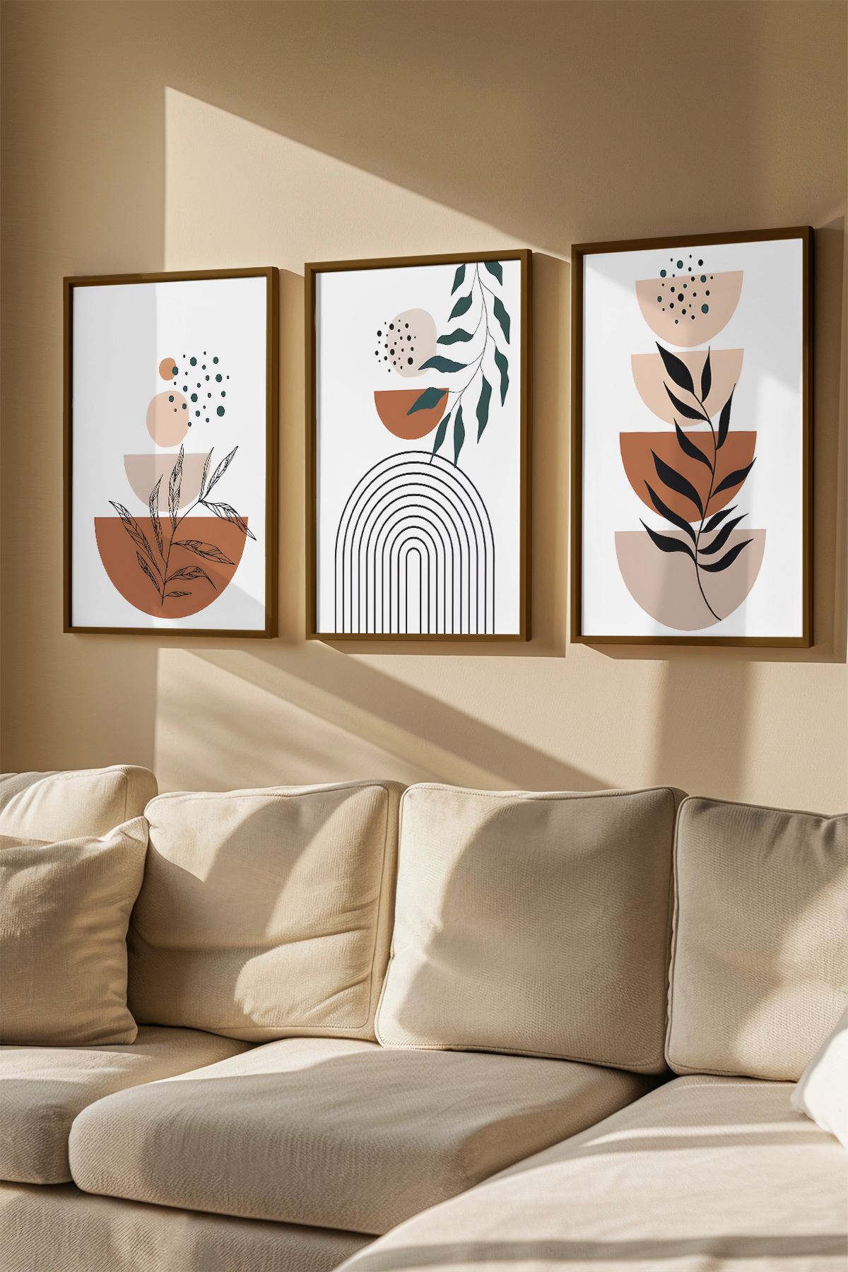 Quadro Decorativo Emoldurado Multicolor em Madeira Maciça - 3 Peças 33x48cm