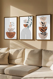 Quadro Decorativo Emoldurado Multicolor em Madeira Maciça - 3 Peças 33x48cm