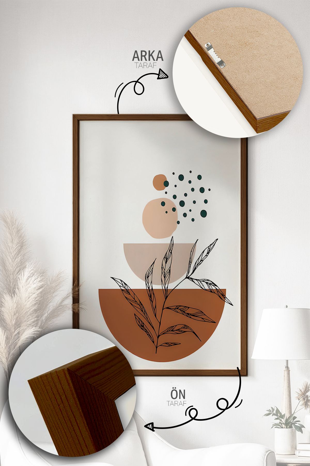 Quadro Decorativo Emoldurado Multicolor em Madeira Maciça - 3 Peças 33x48cm