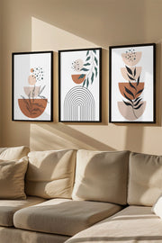 Quadro Decorativo Emoldurado Multicolor - 3 Peças em Madeira Maciça 33x48cm