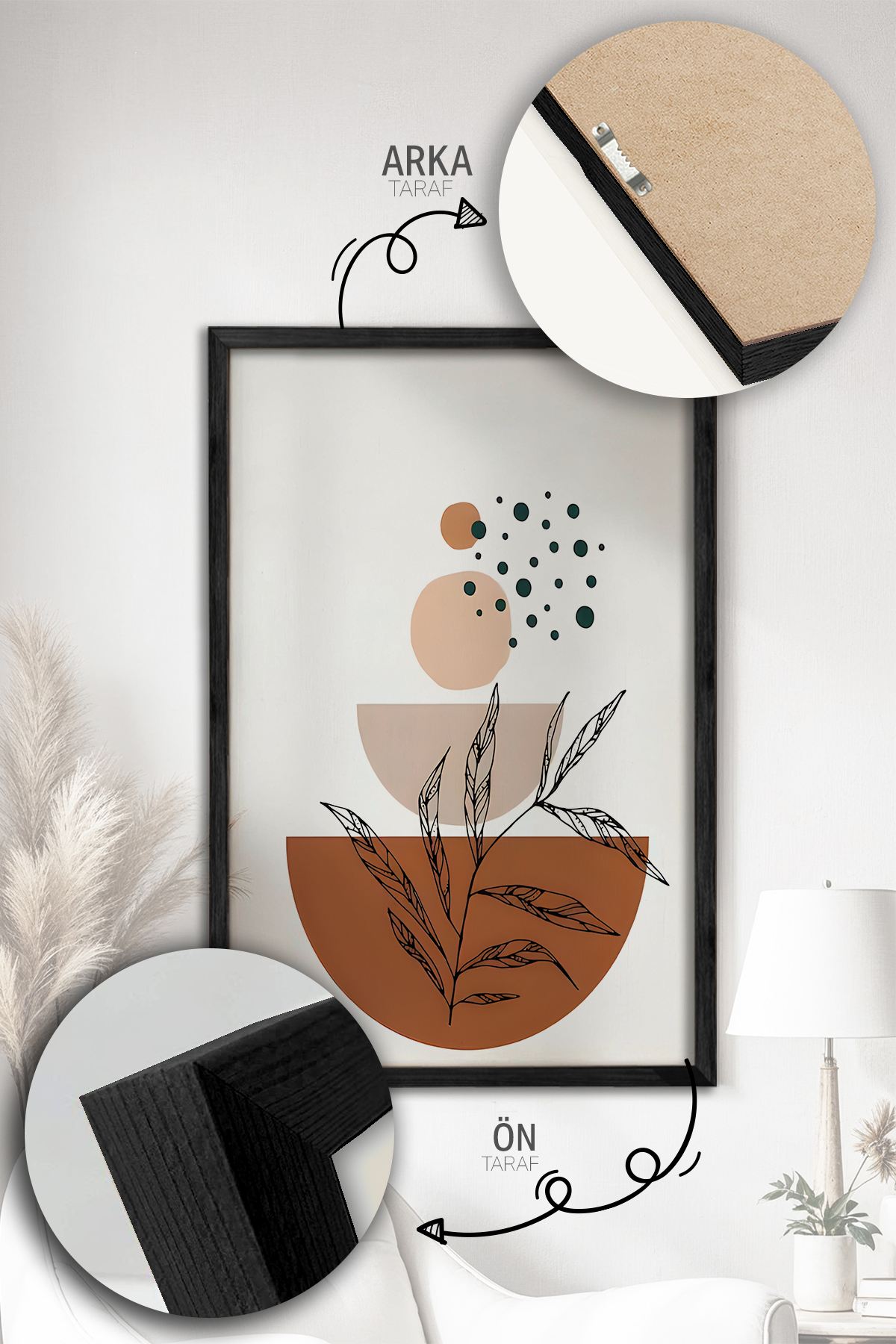 Quadro Decorativo Emoldurado Multicolor - 3 Peças em Madeira Maciça 33x48cm