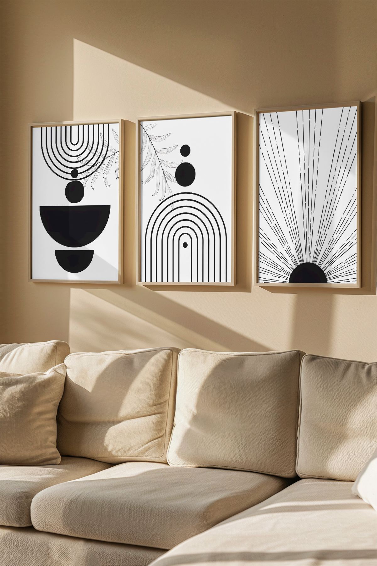 Quadro Decorativo Emoldurado Multicolor em Madeira Maciça - 3 Peças 33x48cm