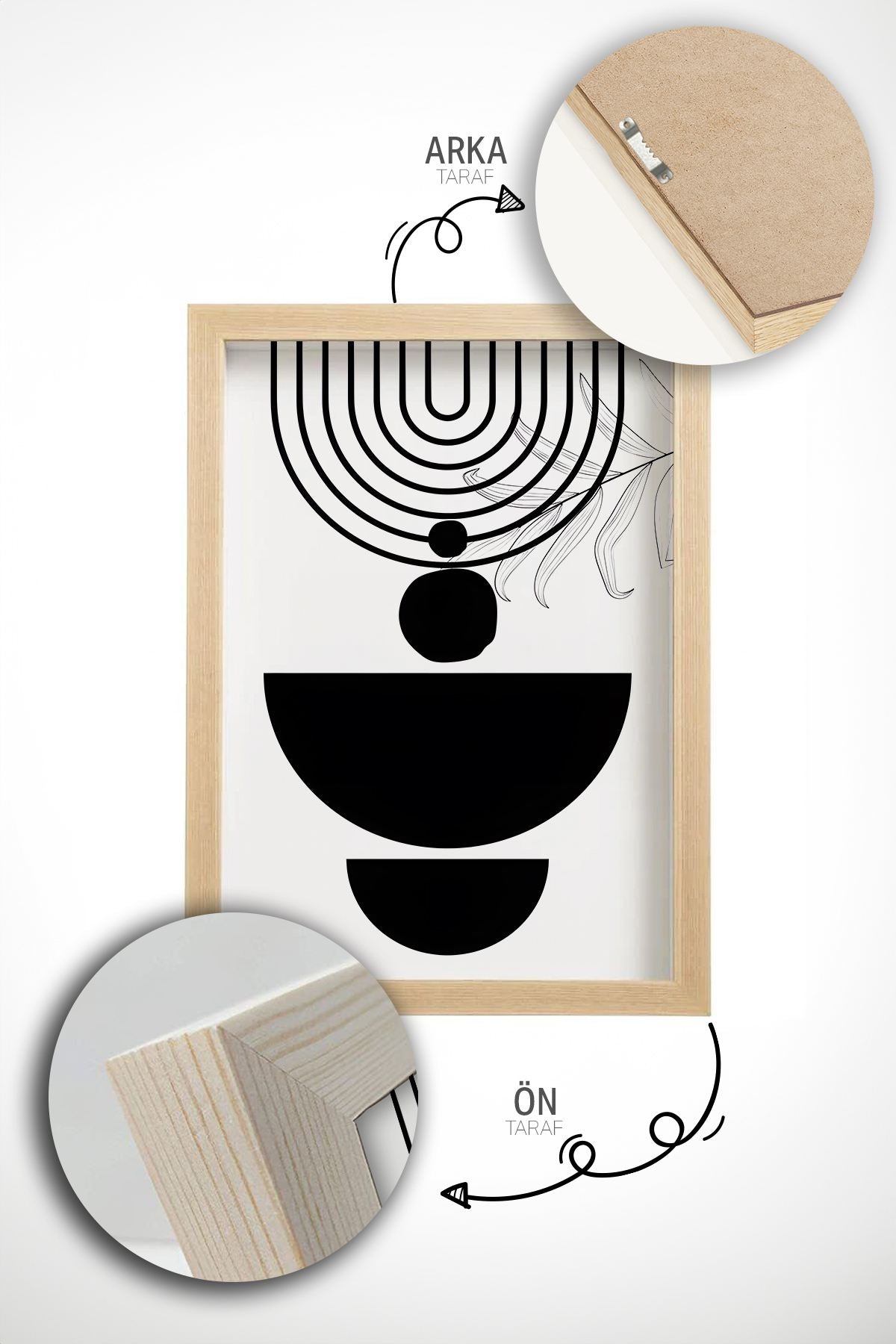 Quadro Decorativo Emoldurado Multicolor em Madeira Maciça - 3 Peças 33x48cm