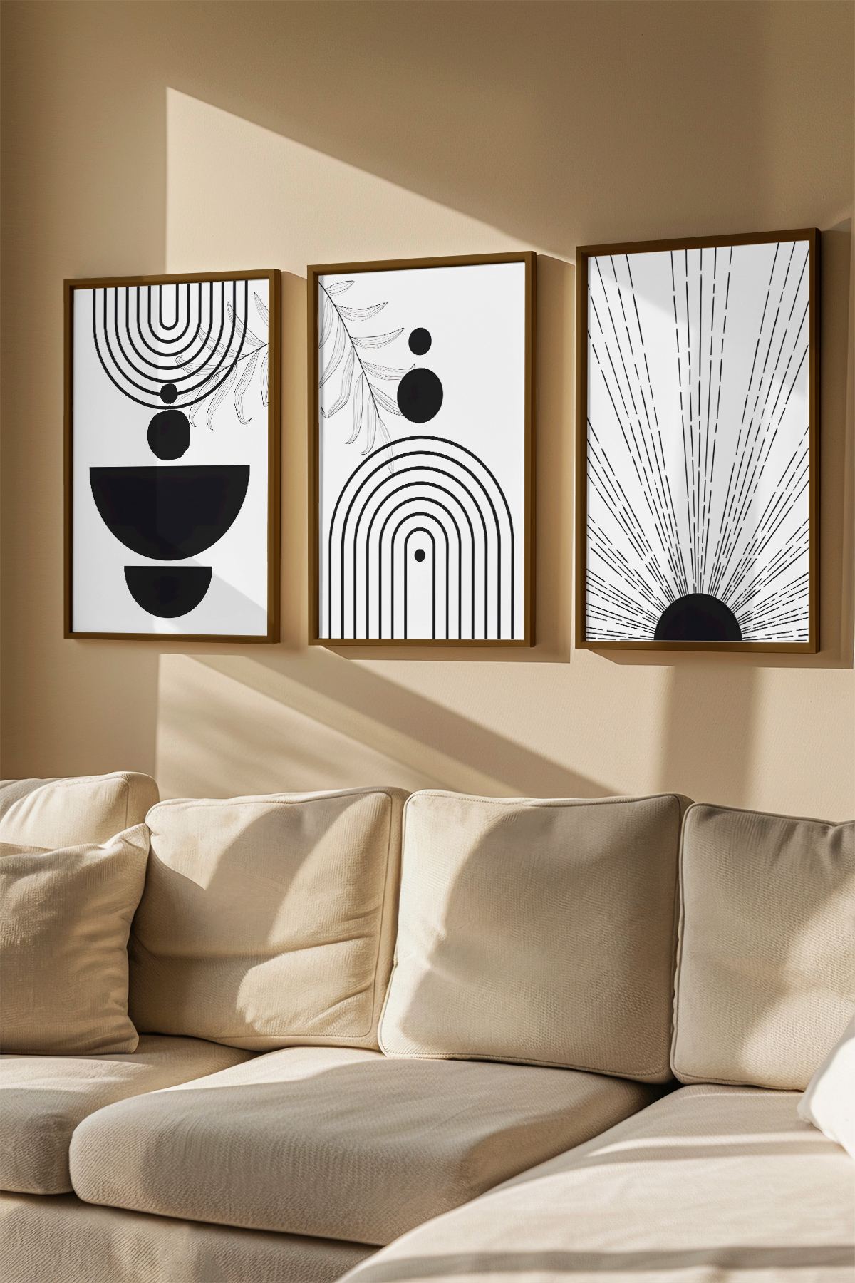 Quadro Decorativo Emoldurado Multicolor em Madeira Maciça - 3 Peças 33x48cm