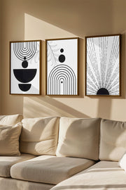 Quadro Decorativo Emoldurado Multicolor em Madeira Maciça - 3 Peças 33x48cm