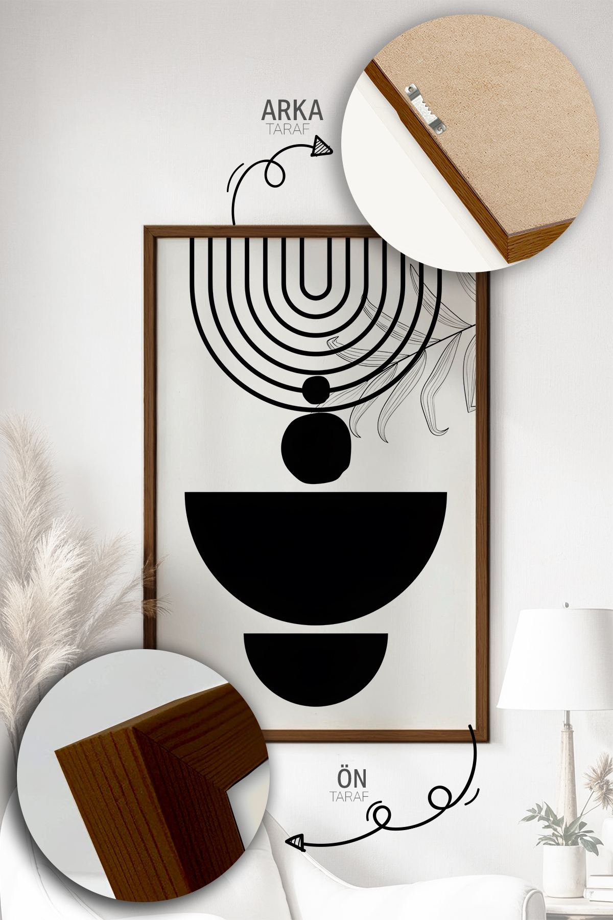 Quadro Decorativo Emoldurado Multicolor em Madeira Maciça - 3 Peças 33x48cm