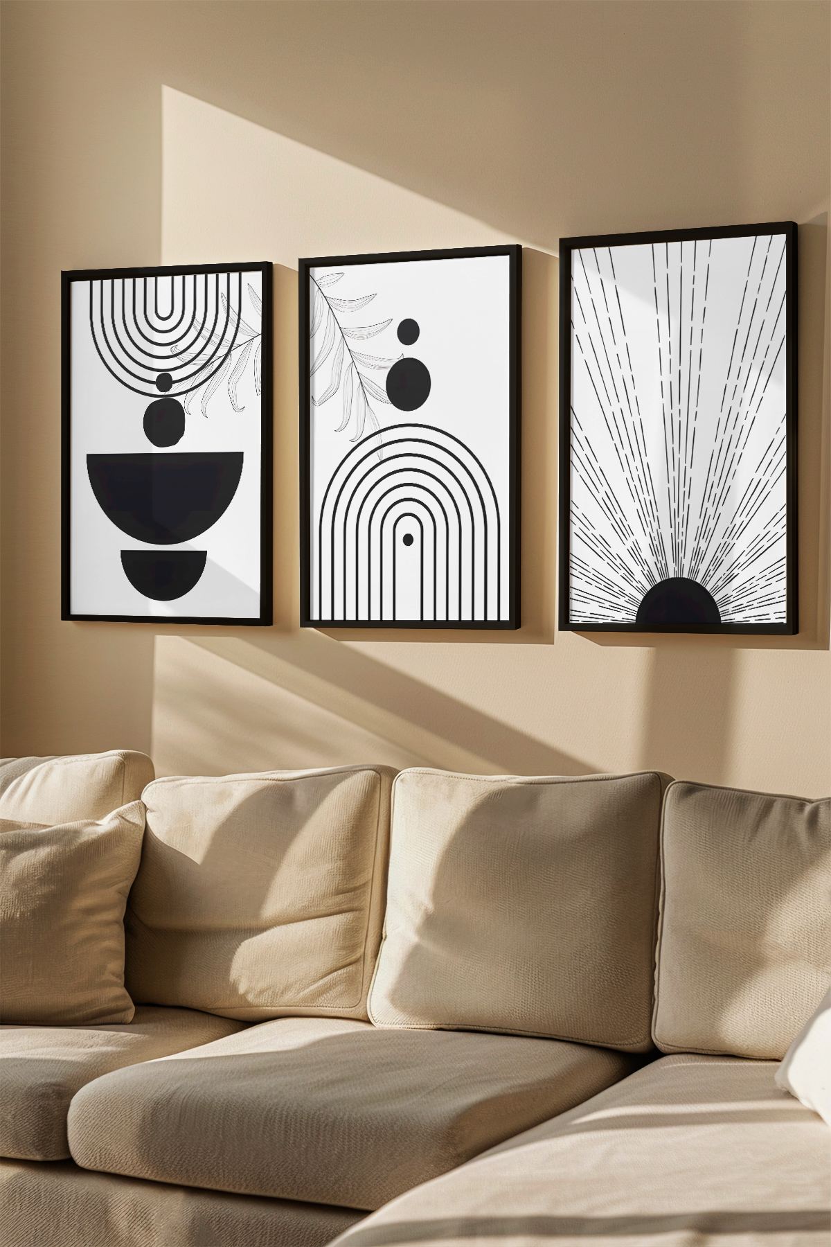 Quadro Decorativo Emoldurado Multicolor 3 Peças - Madeira Maciça 33x48cm