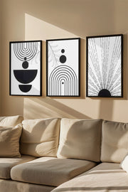 Quadro Decorativo Emoldurado Multicolor 3 Peças - Madeira Maciça 33x48cm