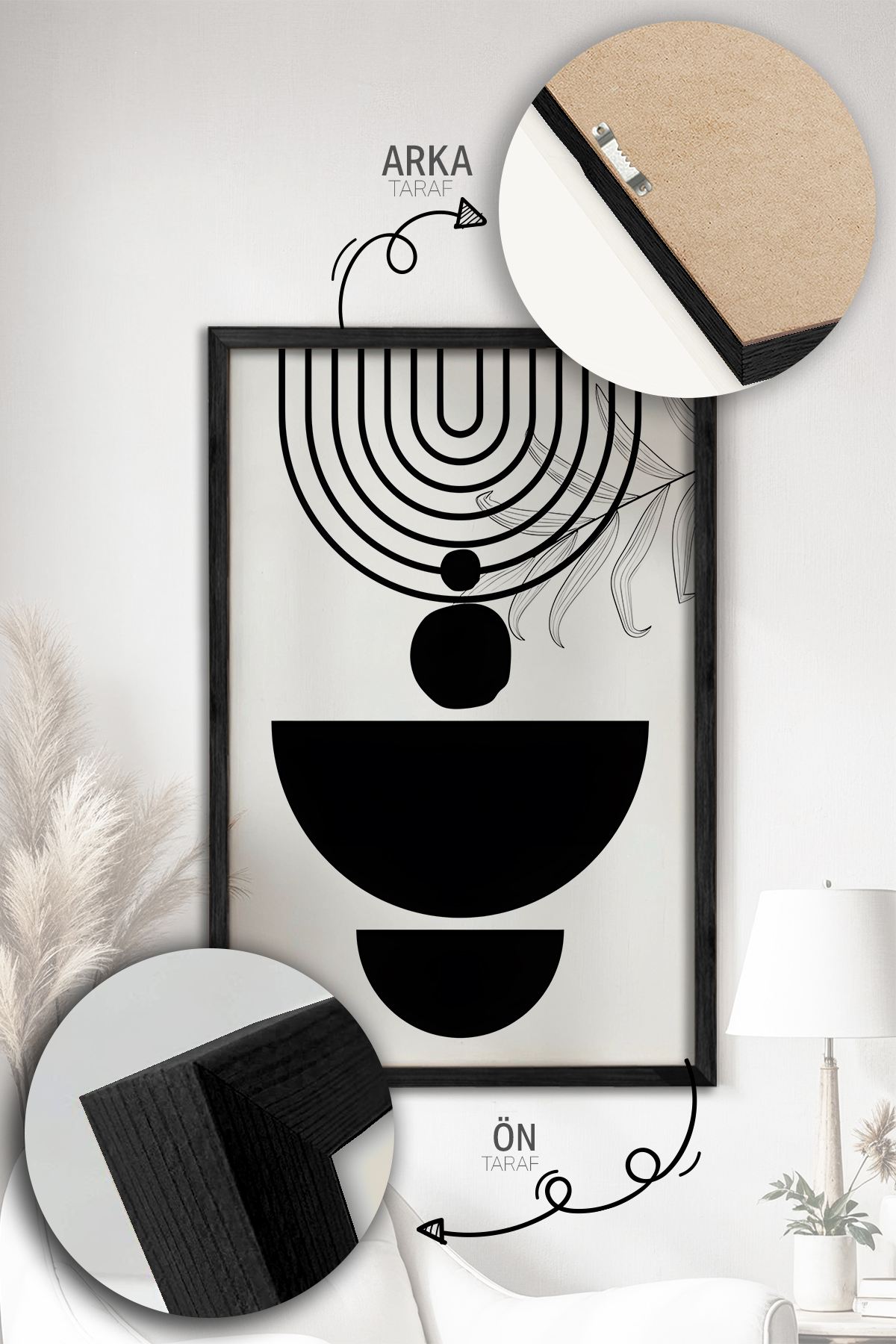 Quadro Decorativo Emoldurado Multicolor 3 Peças - Madeira Maciça 33x48cm