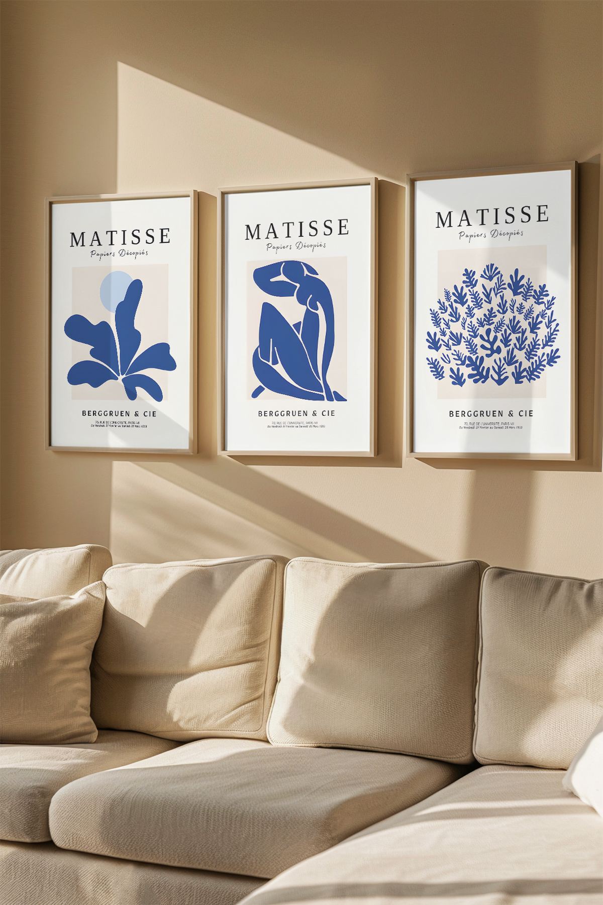 Quadro Decorativo Emoldurado Multicolor em Madeira Maciça - 3 Peças 33x48cm