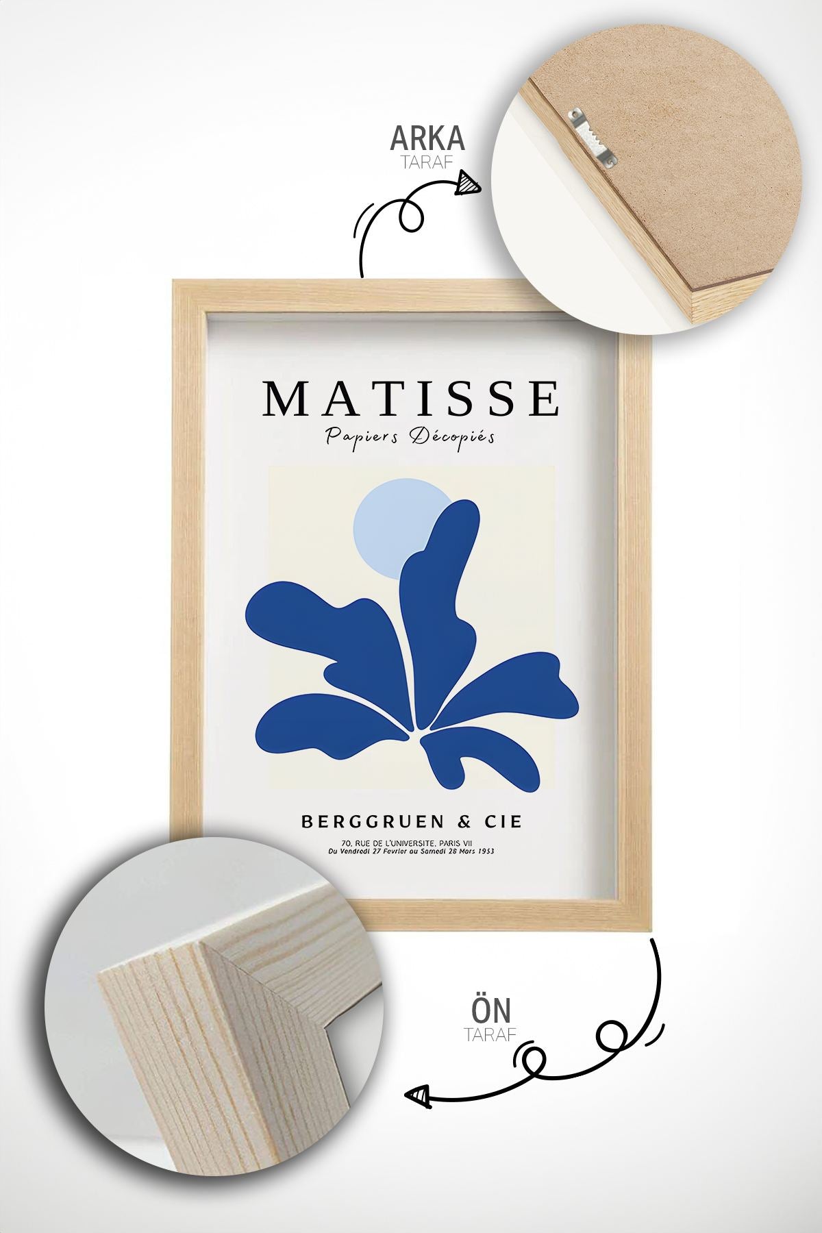 Quadro Decorativo Emoldurado Multicolor em Madeira Maciça - 3 Peças 33x48cm