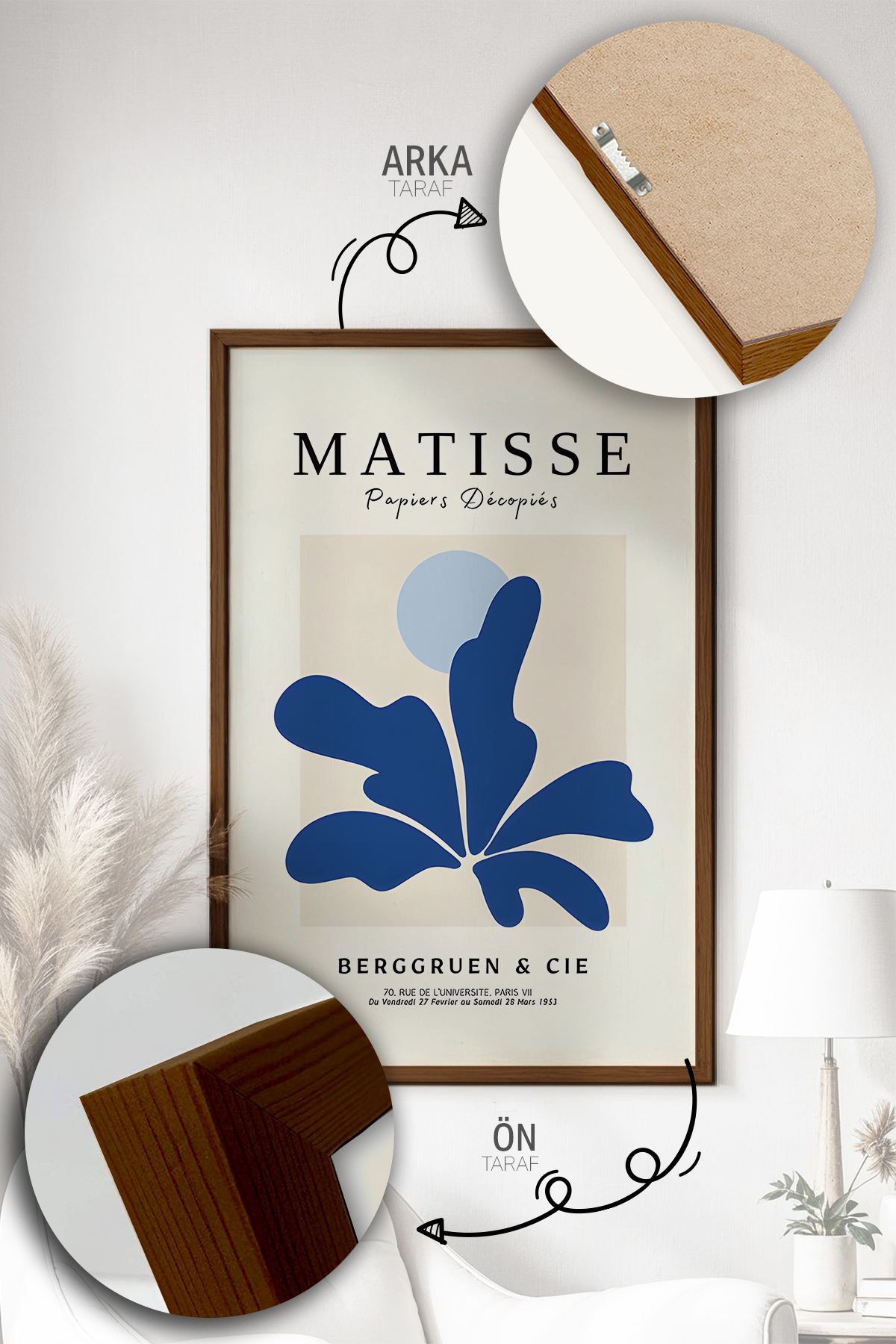 Quadro Decorativo Emoldurado Multicolor em Madeira Maciça - 3 Peças 33x48cm