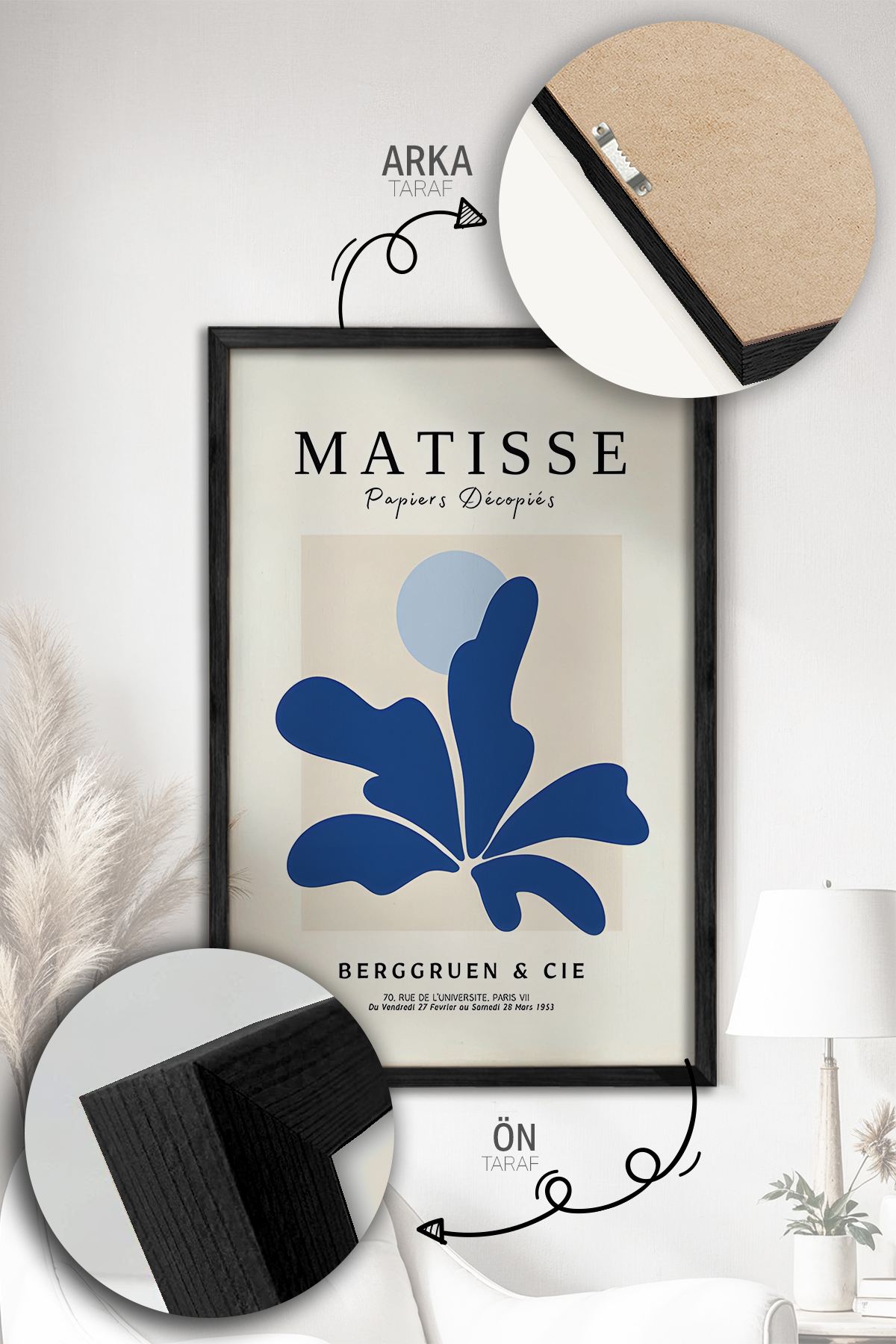 Quadro Decorativo Emoldurado Multicolor 3 Peças - Madeira Maciça 33x48cm