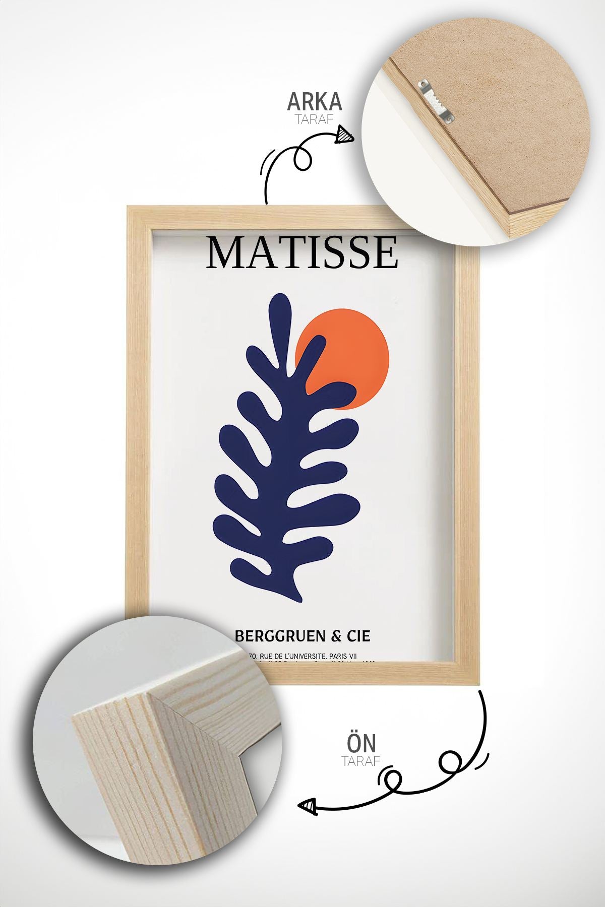 Quadro Decorativo Emoldurado Multicolor em Madeira Maciça - 3 Peças 33x48cm