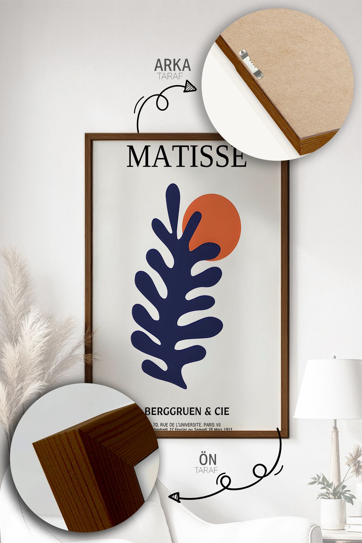 Quadro Decorativo Emoldurado Multicolor em Madeira Maciça - 3 Peças 33x48cm