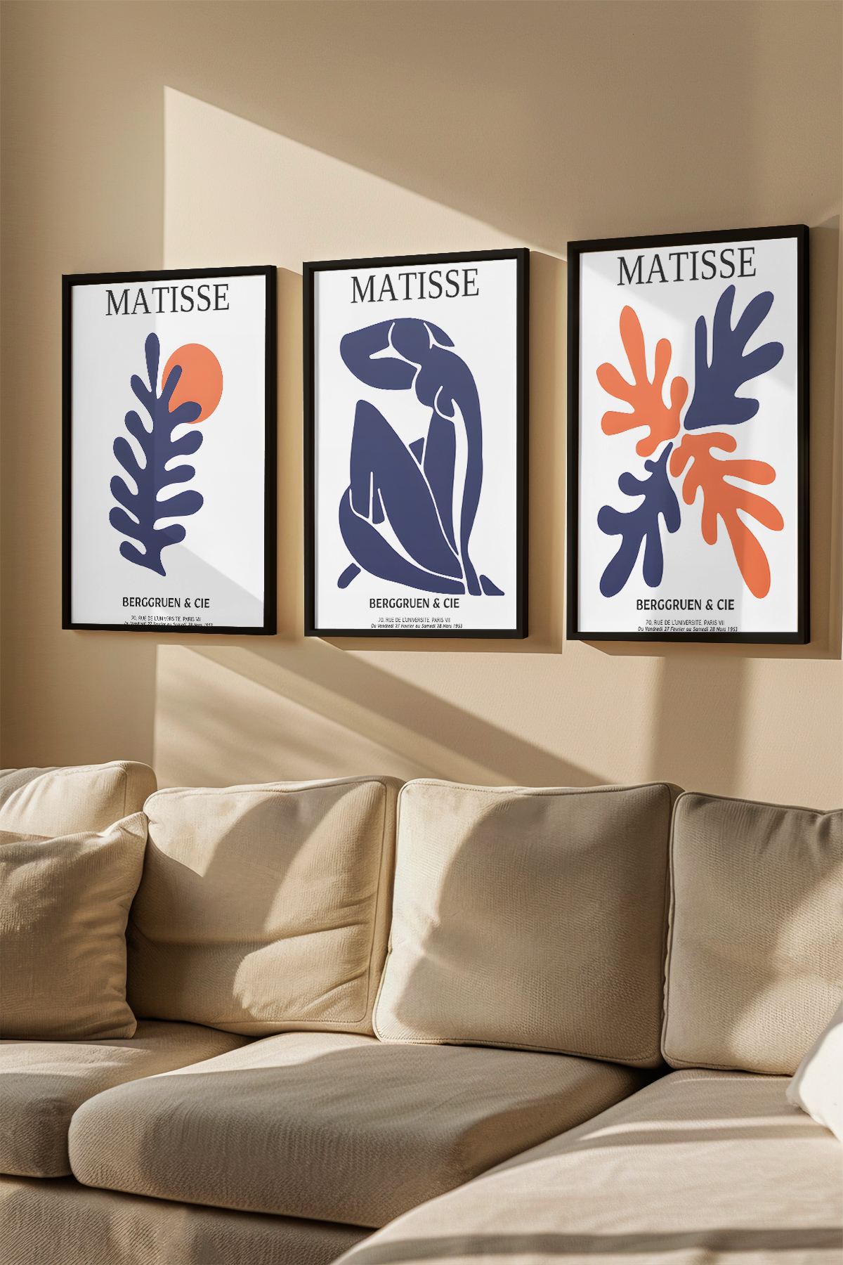 Quadro Decorativo Emoldurado Multicolor 3 Peças - Madeira Maciça 33x48cm