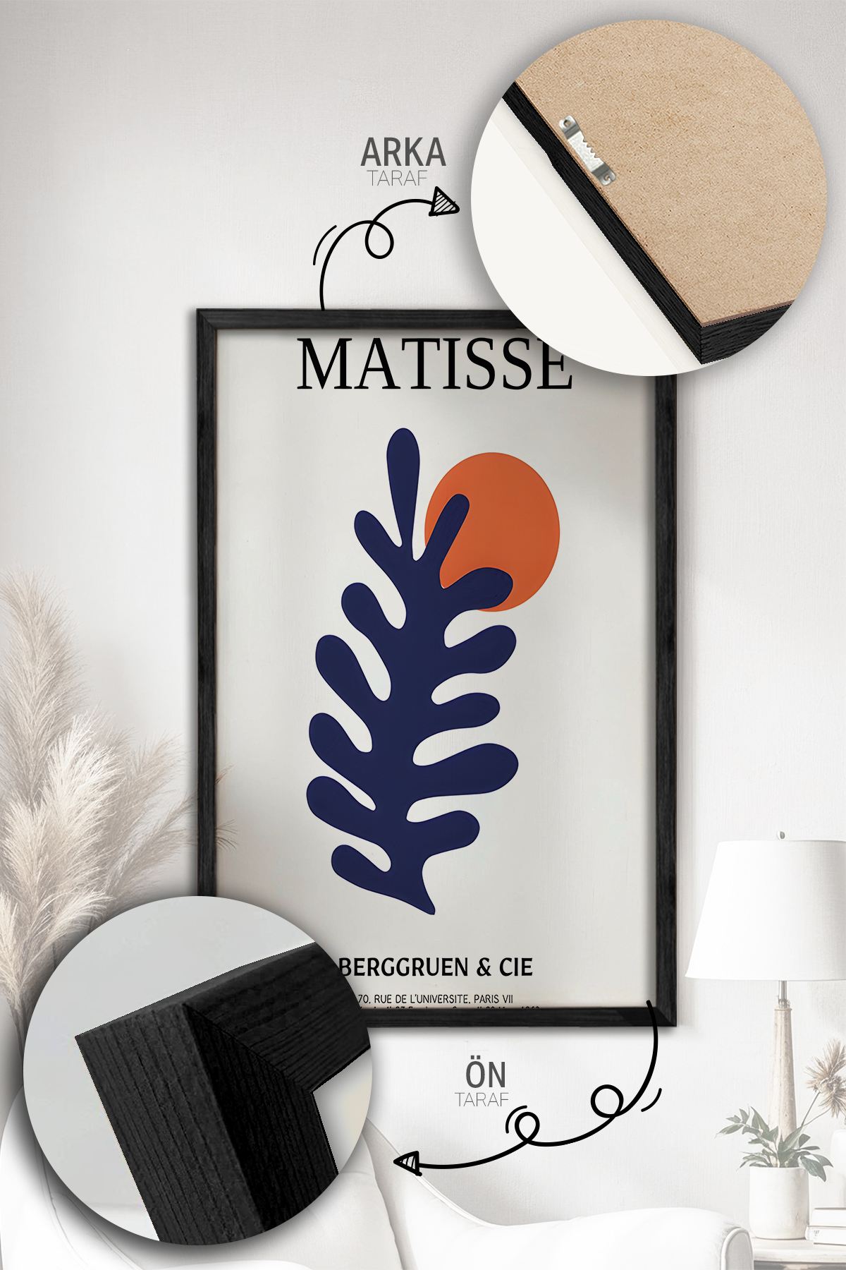 Quadro Decorativo Emoldurado Multicolor 3 Peças - Madeira Maciça 33x48cm