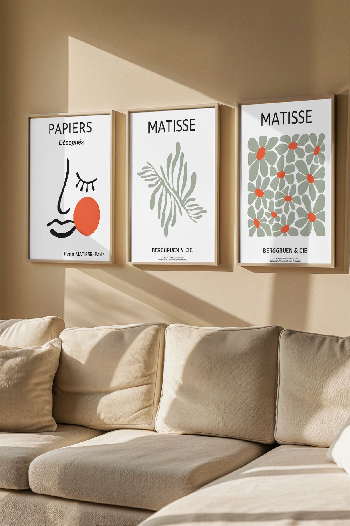 Quadro Decorativo Emoldurado Multicolor em Madeira Maciça - 3 Peças 33x48cm