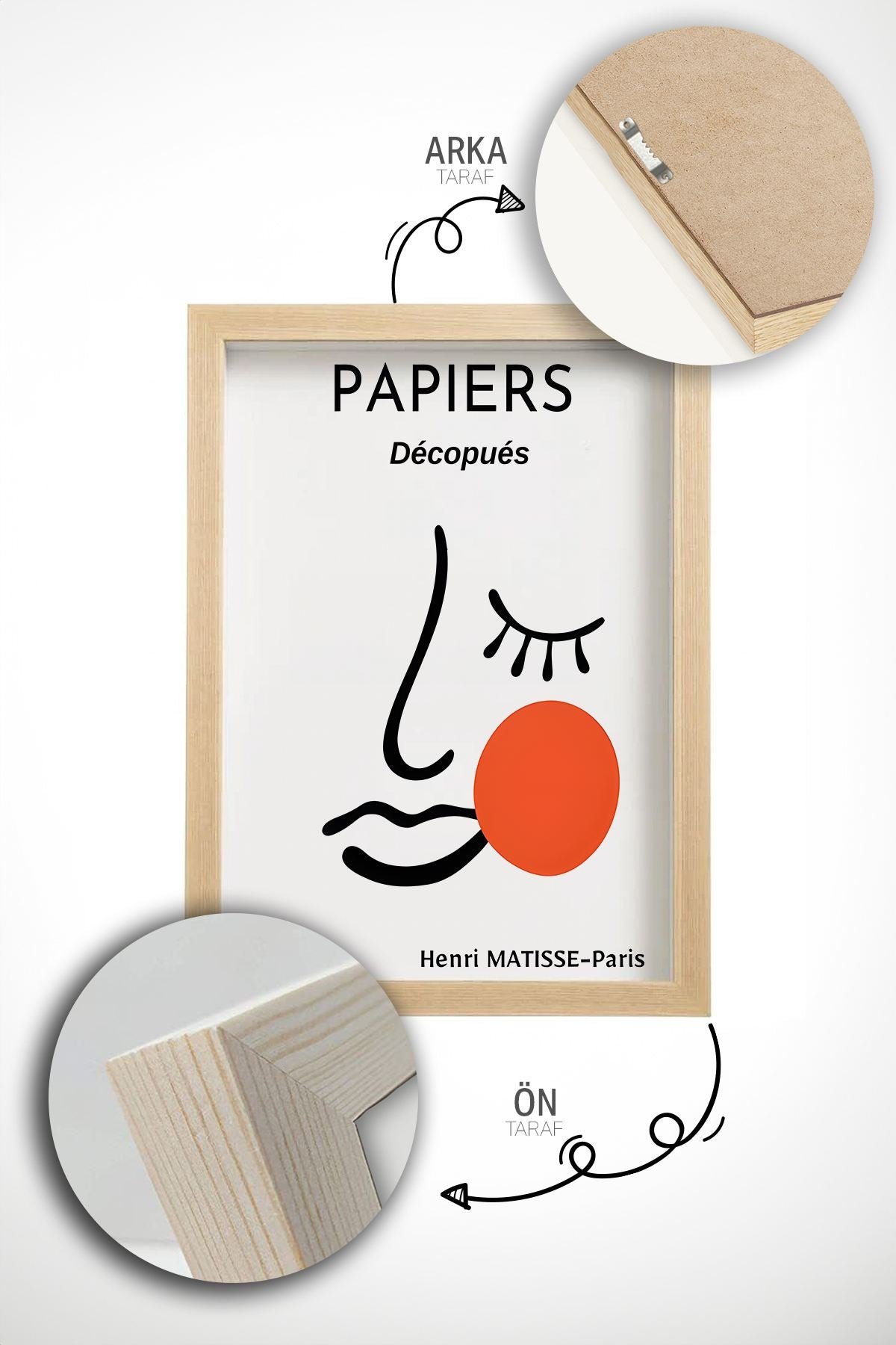 Quadro Decorativo Emoldurado Multicolor em Madeira Maciça - 3 Peças 33x48cm