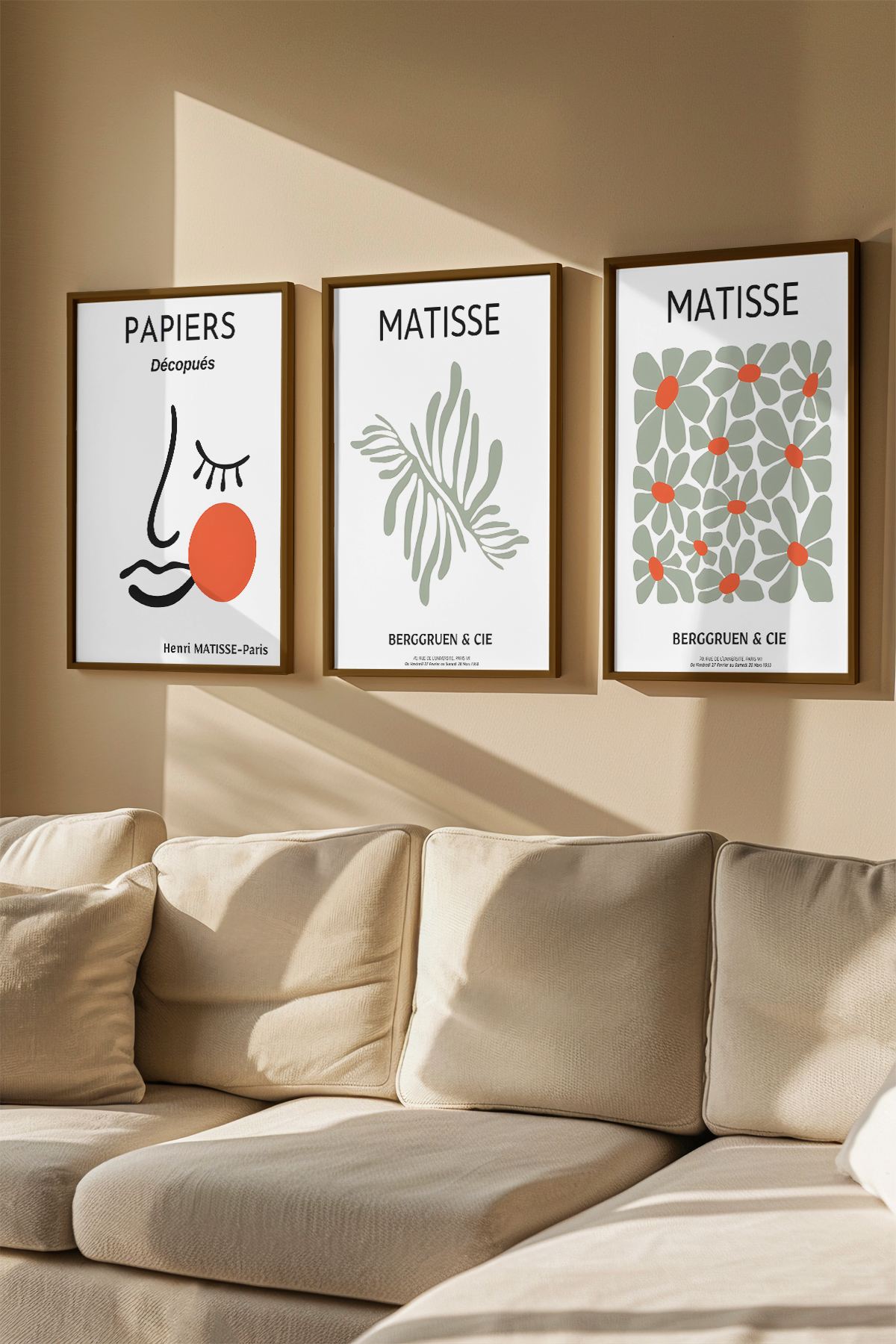 Quadro Decorativo Emoldurado Multicolor em Madeira Maciça - 3 Peças 33x48cm