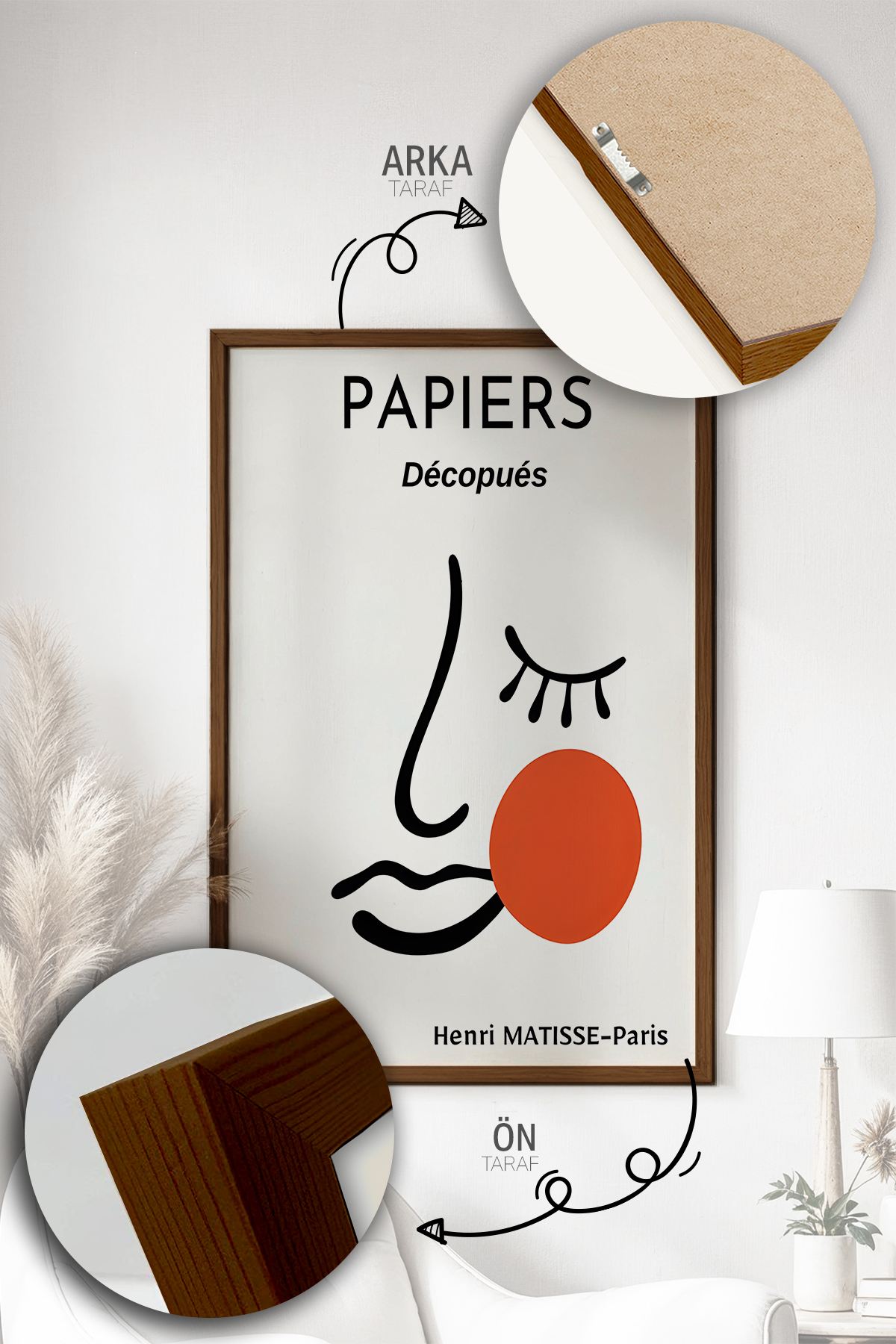 Quadro Decorativo Emoldurado Multicolor em Madeira Maciça - 3 Peças 33x48cm