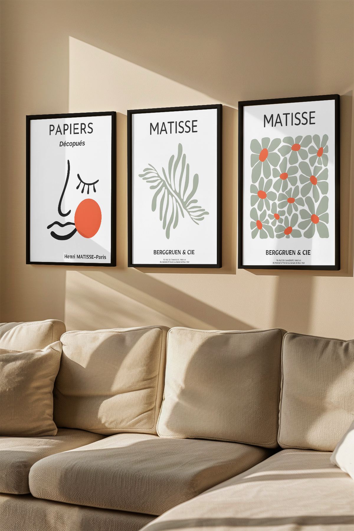 Quadro Decorativo Emoldurado Multicolor 3 Peças - Madeira Maciça 33x48cm