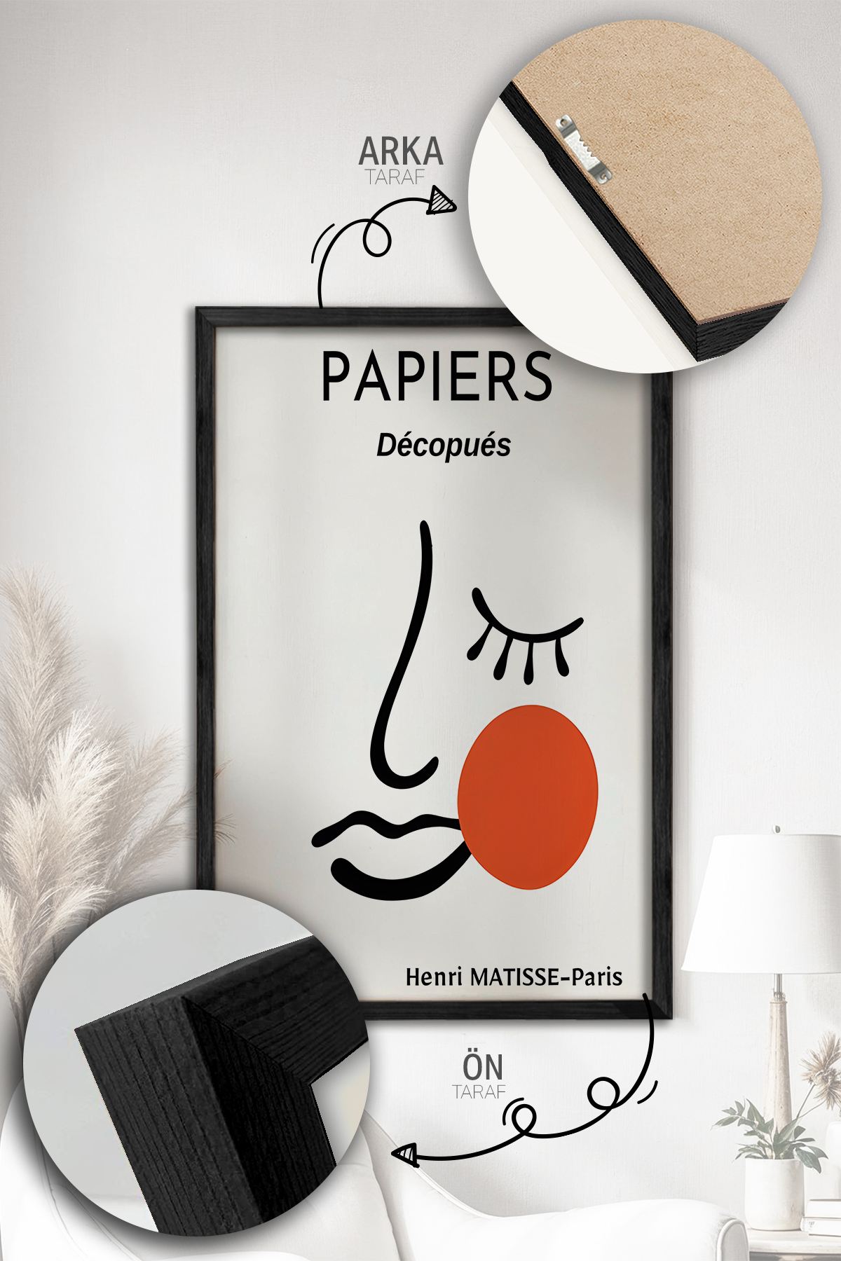 Quadro Decorativo Emoldurado Multicolor 3 Peças - Madeira Maciça 33x48cm