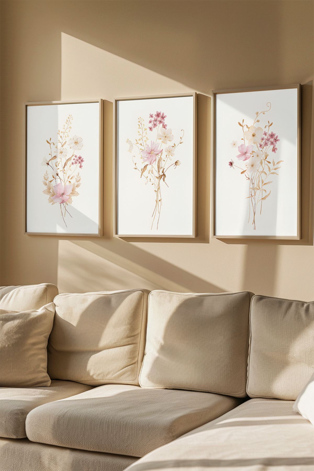 Quadro Decorativo Emoldurado Multicolor em Madeira Maciça - 3 Peças 33x48cm