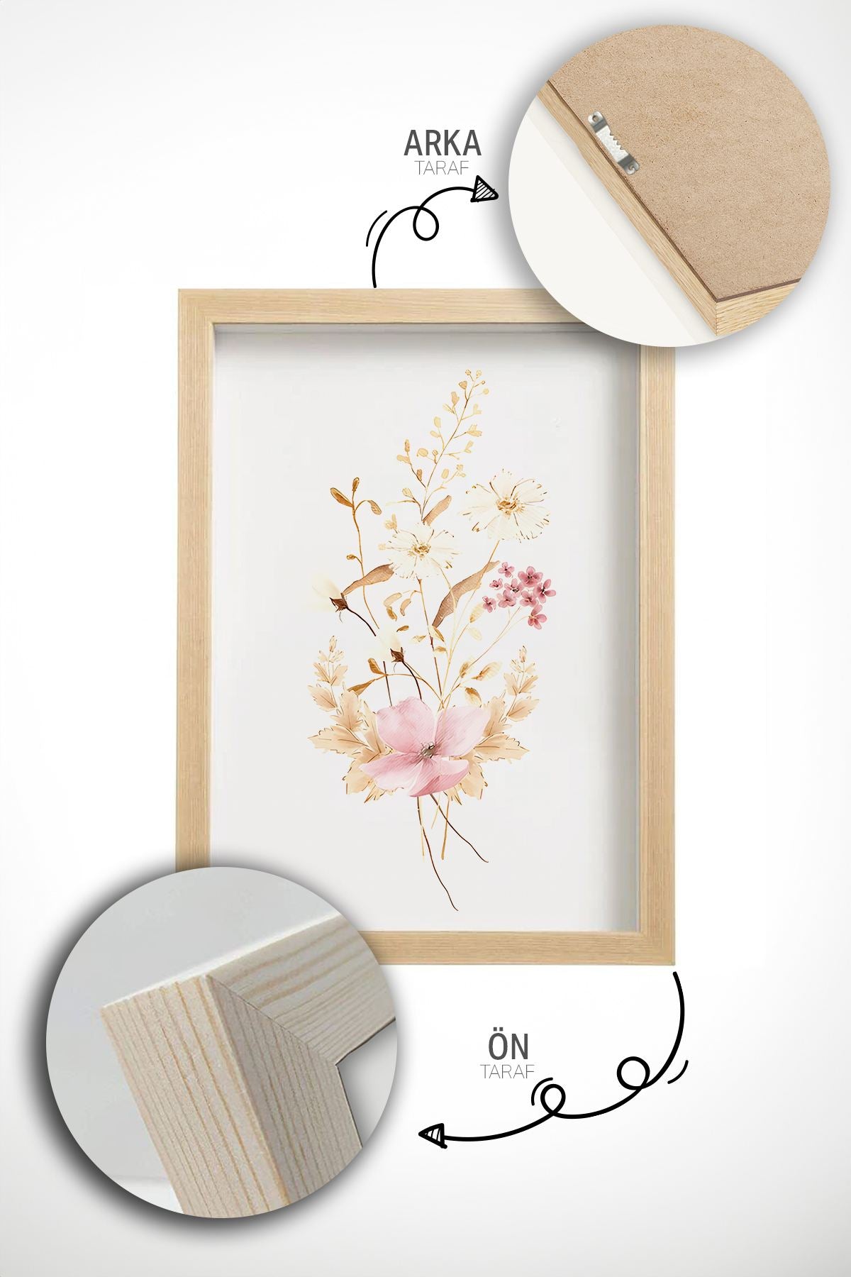 Quadro Decorativo Emoldurado Multicolor em Madeira Maciça - 3 Peças 33x48cm