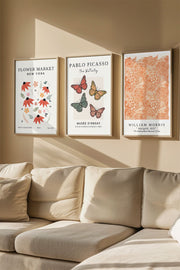 Quadro Decorativo Emoldurado Multicolor em Madeira Maciça - 3 Peças 33x48cm