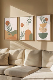 Quadro Decorativo Emoldurado Multicolor em Madeira Maciça - 3 Peças 33x48cm