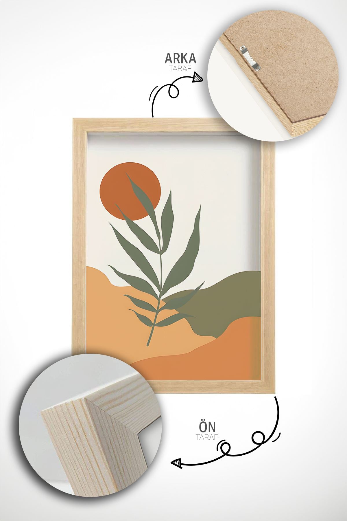 Quadro Decorativo Emoldurado Multicolor em Madeira Maciça - 3 Peças 33x48cm