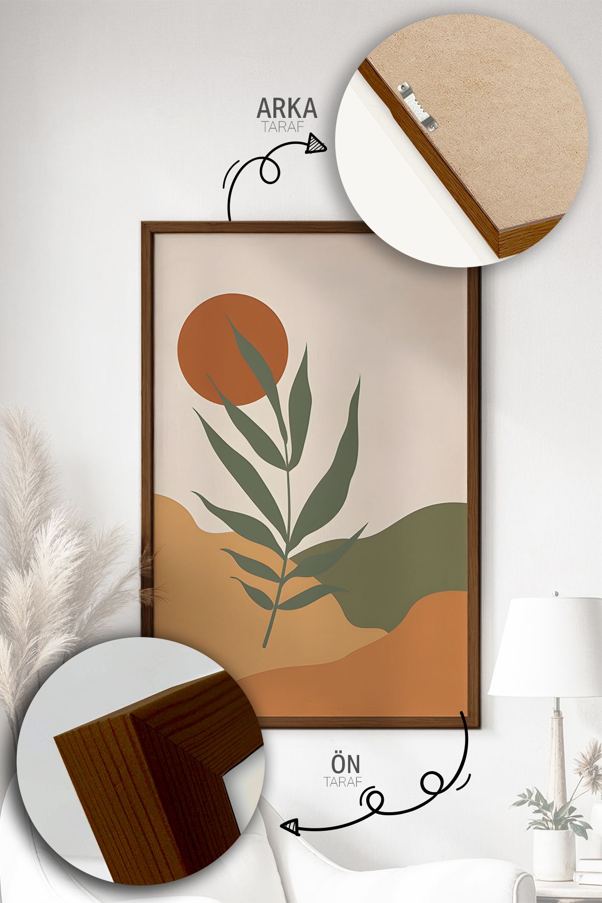 Quadro Decorativo Emoldurado Multicolor em Madeira Maciça - 3 Peças 33x48cm