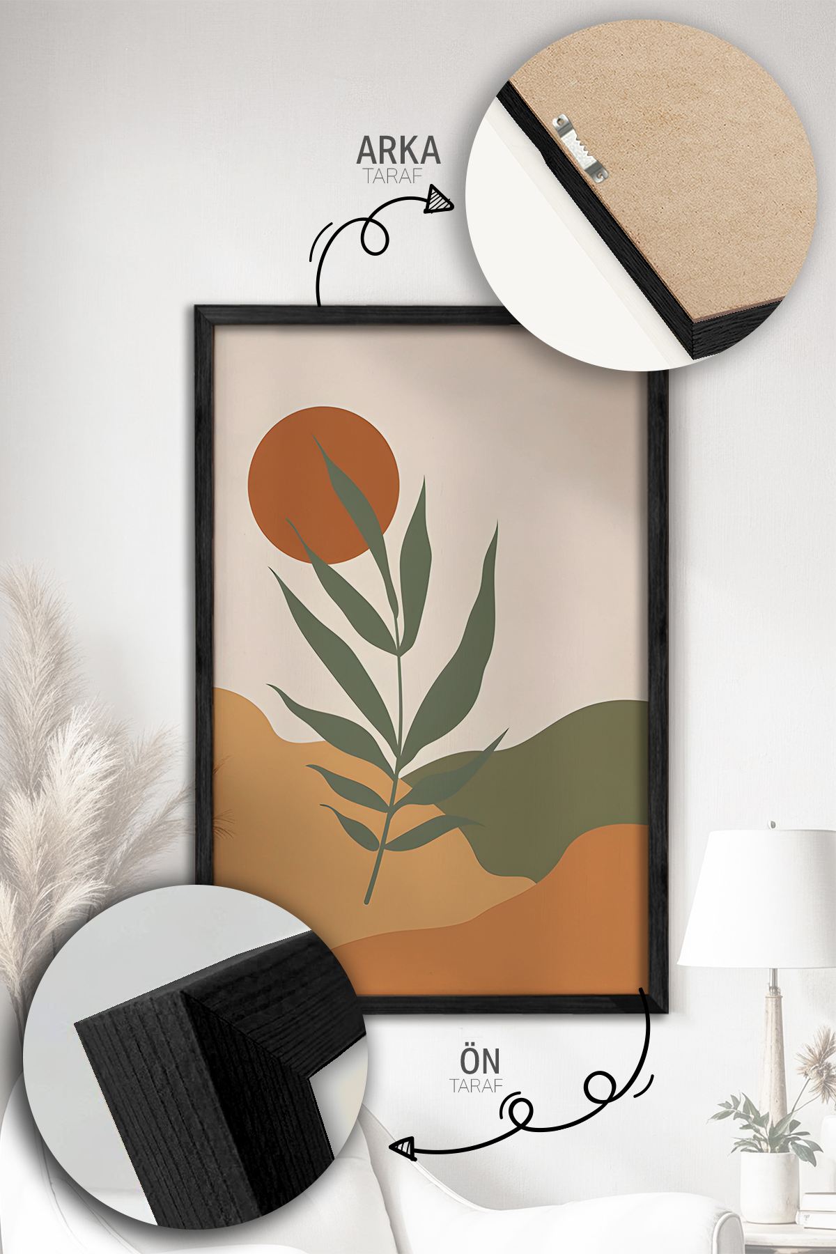 Quadro Decorativo Emoldurado Multicolor - 3 Peças em Madeira Maciça 33x48cm