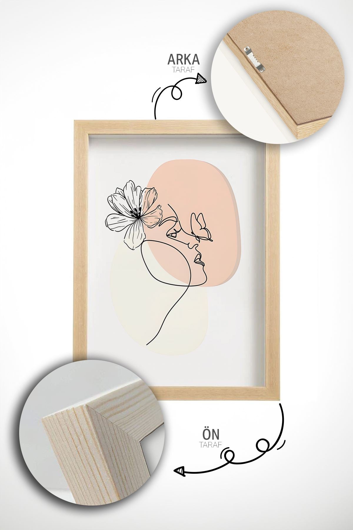 Quadro Decorativo Emoldurado em Madeira Maciça - Arte Digital Multicolor 3 Peças 33x48cm