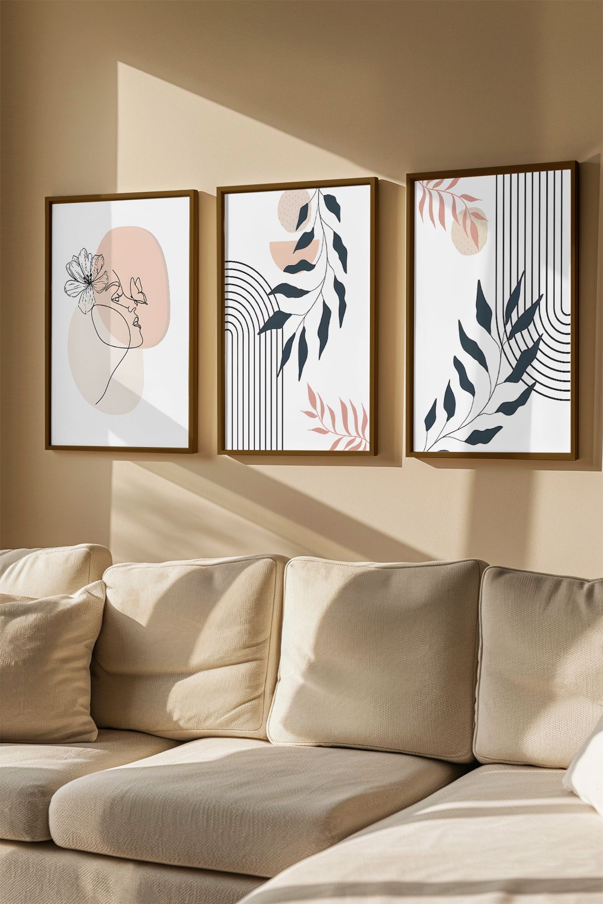 Quadro Decorativo Emoldurado Multicolor em Madeira Maciça - 3 Peças 33x48cm